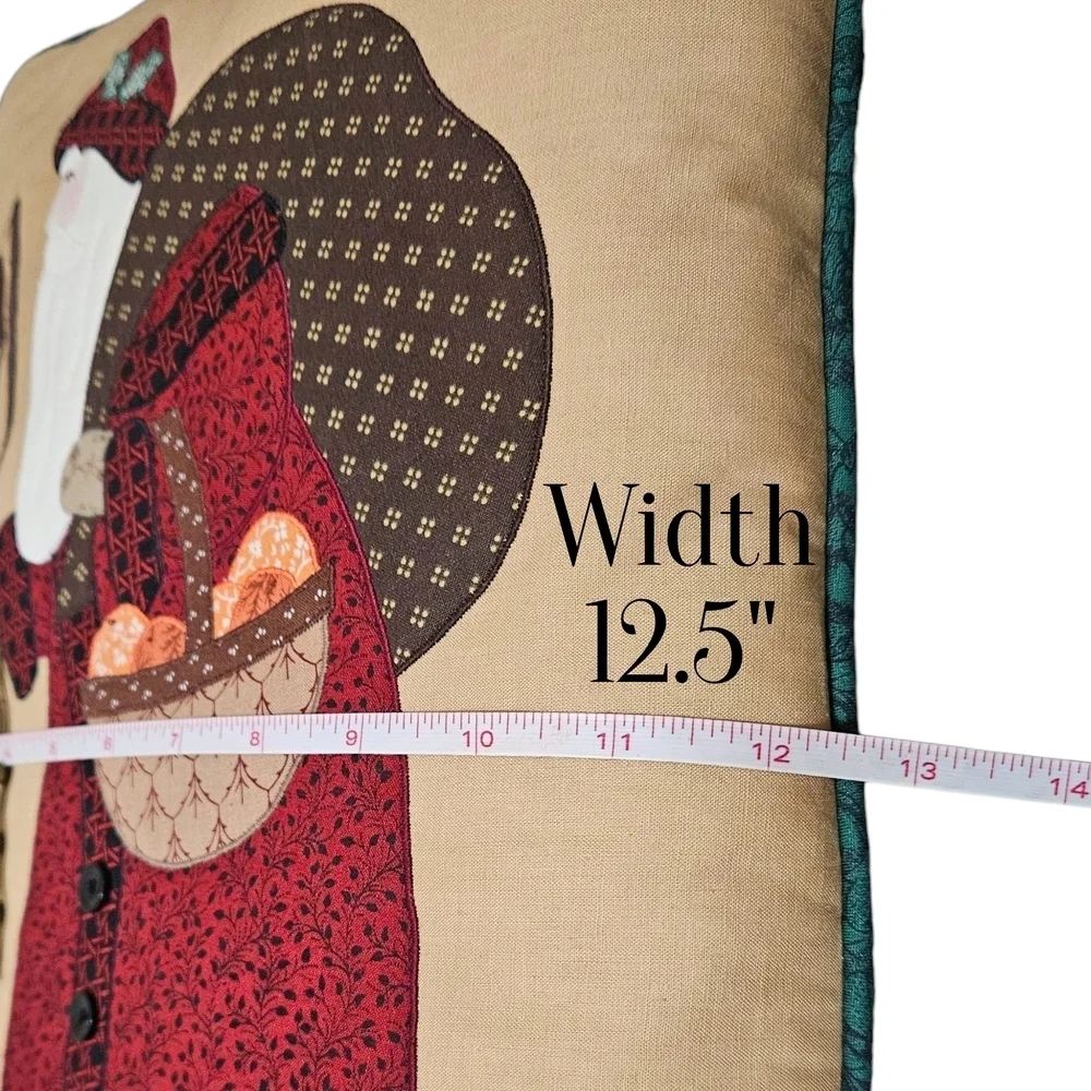Vintage Santa Holiday Pillow with Red and Cream Accents
